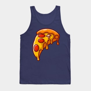 Slice Of Pizza With Mushroom Cartoon Tank Top